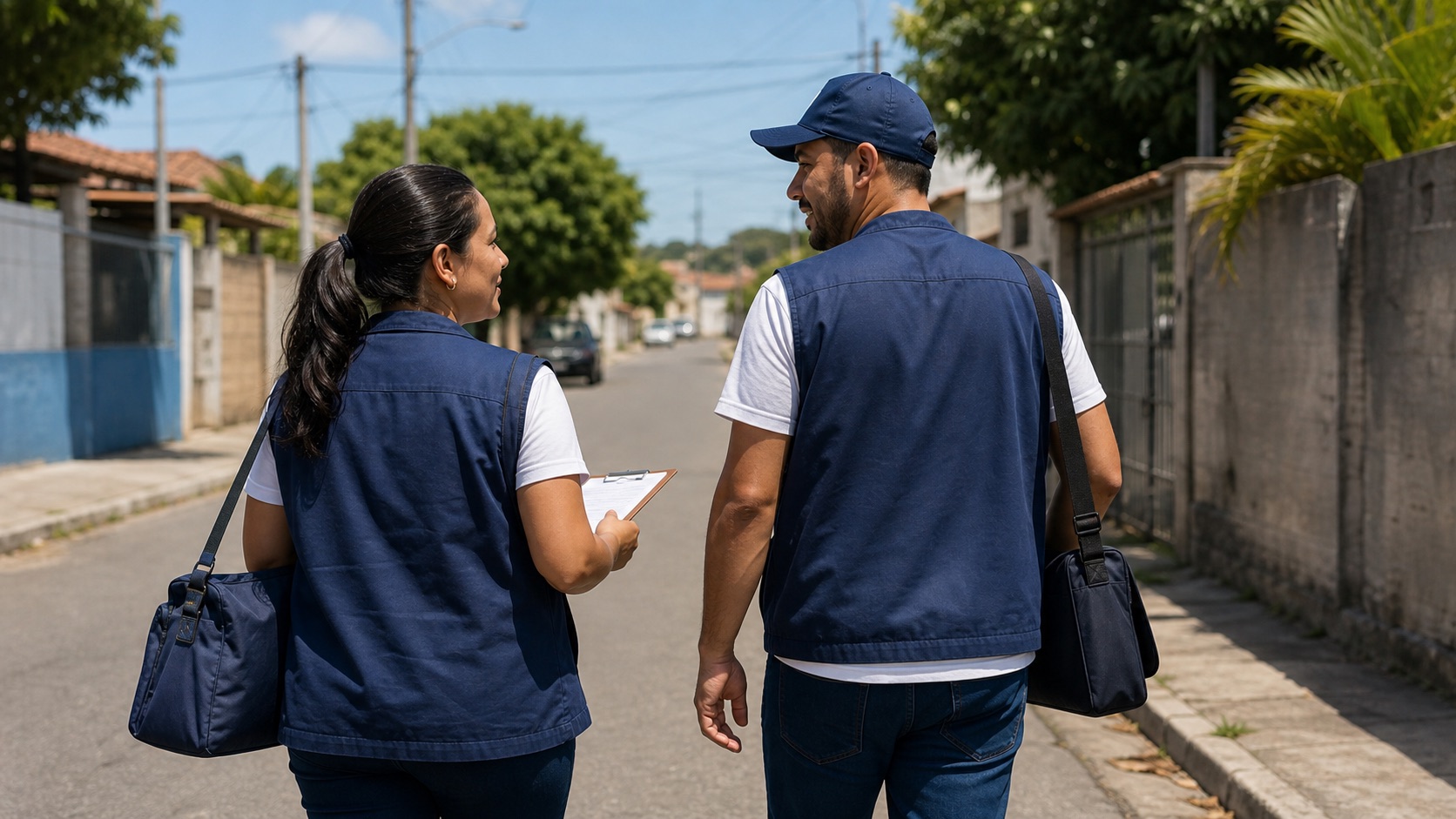 Agentes comunitários de saúde e combate a endemias em rua brasileira